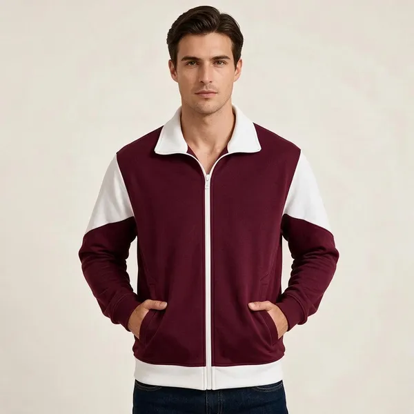 Maroon_Colorblock_Zip_Jacket_For_Women
