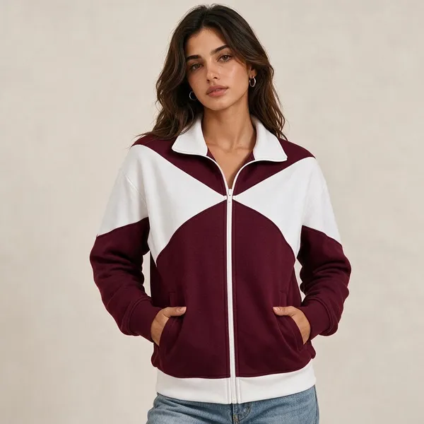 Maroon_Colorblock_Zip_Jacket_For_Women