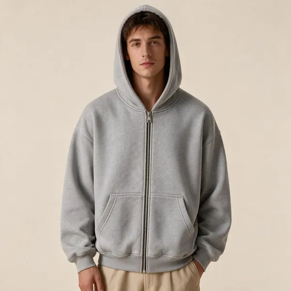Grey_Regular_Fit_Hooded_Zip_Up_Sweatshirt_For_Men