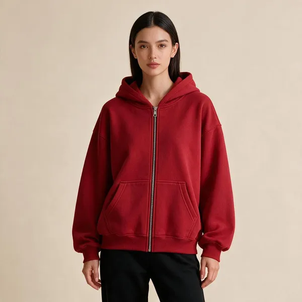 Red_Casual_Fit_Zip_Up_Hoodie_For_Men