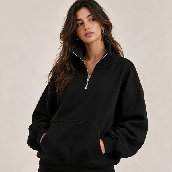 Black_Oversized_Quarter_Zip_Sweatshirt_For_Unisex