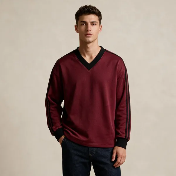 Maroon_V_Neck_Sweatshirt_For_Unisex