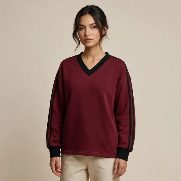 Maroon_V_Neck_Sweatshirt_For_Unisex