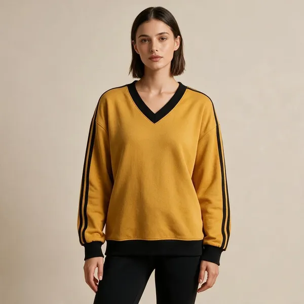 Mustard_Regular_Fit_V_Neck_Sweatshirt_For_Men_And_Women