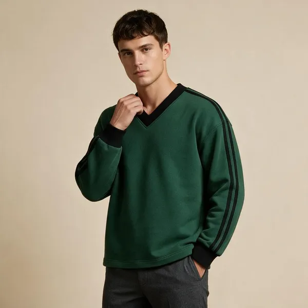 Green_Regular_Fit_V_Neck_Sweatshirt_For_Men