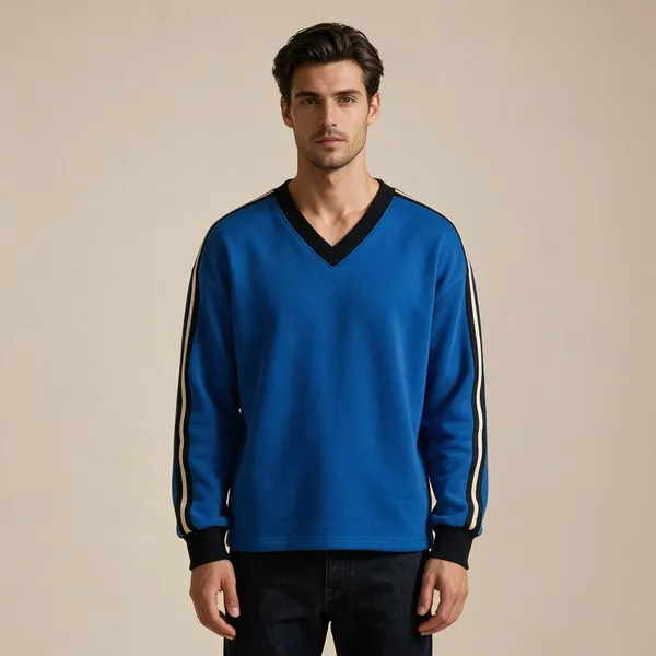 Blue_V_Neck_Sweatshirt_For_Women