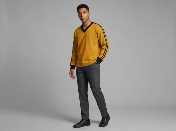 Mustard_Regular_Fit_V-Neck_Sweatshirt_For_Men_And_Women