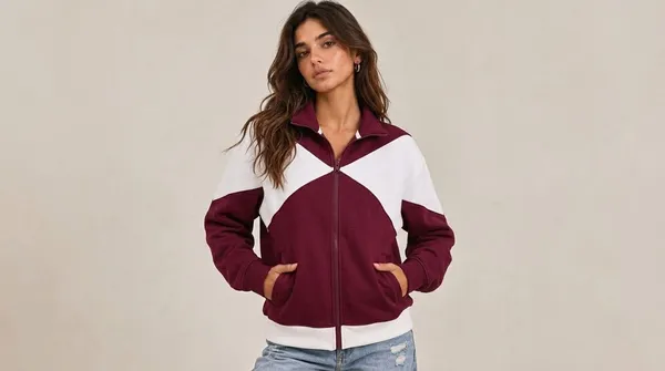 Maroon_Colorblock_Zip_Jacket_For_Women
