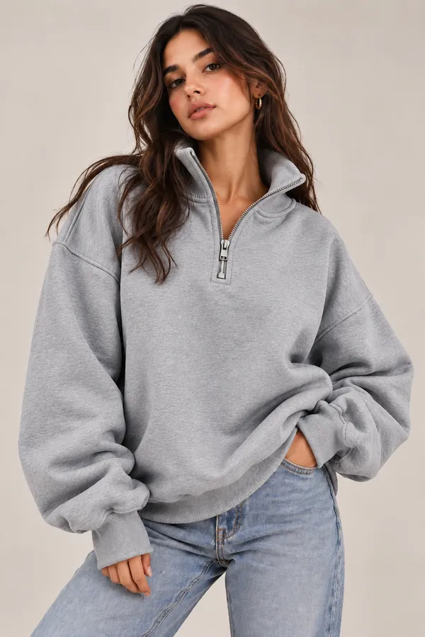 Grey_Relaxed_Fit_Quarter_Zip_Sweatshirt_for_Unisex
