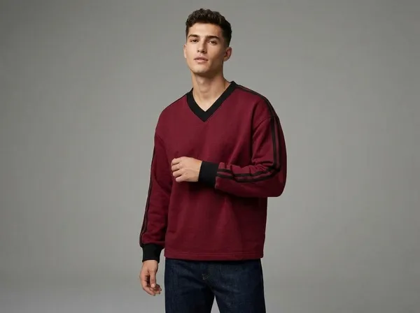 Maroon_V-Neck_Sweatshirt_for_Unisex