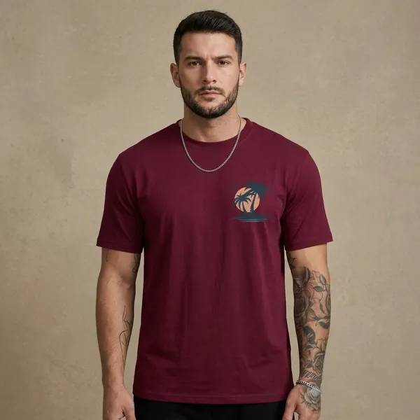 Maroon_Regular_Fit_Round_Neck_T_Shirt_For_Men