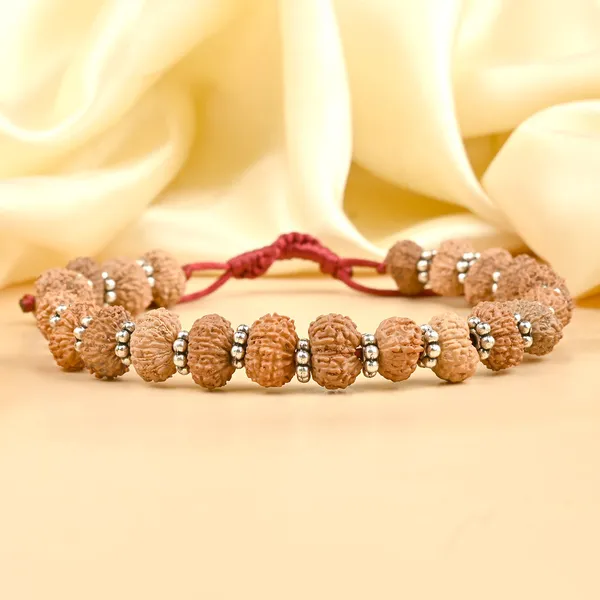 13_Mukhi_Rudraksha_925_Silver_Chakri_Adjustable_Bracelet