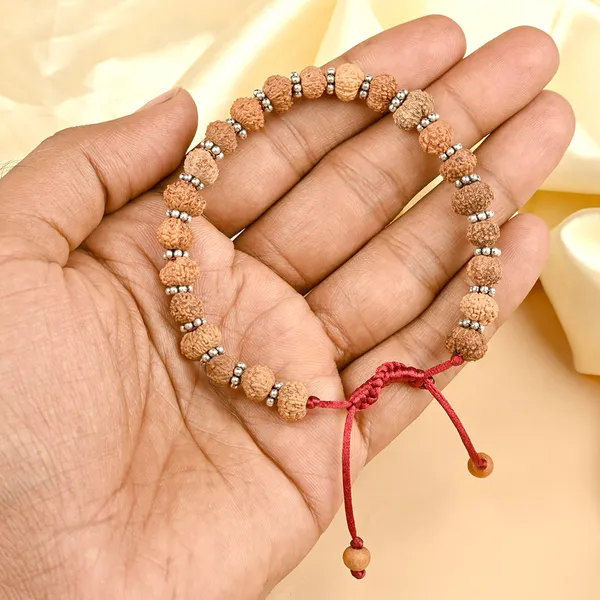 13_Mukhi_Rudraksha_925_Silver_Chakri_Adjustable_Bracelet