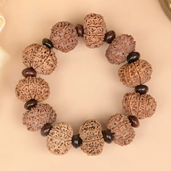 Brown_14_Mukhi_Nepali_Rudraksha_Red_Sandalwood_Bracelet_For_Unisex