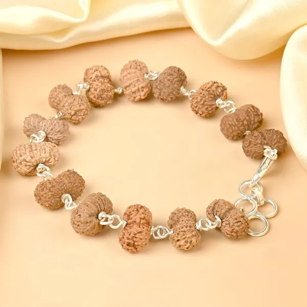 Techpandit_Brown_Rudraksha_16_Mukhi_925_Silver_Wire_Bracelet