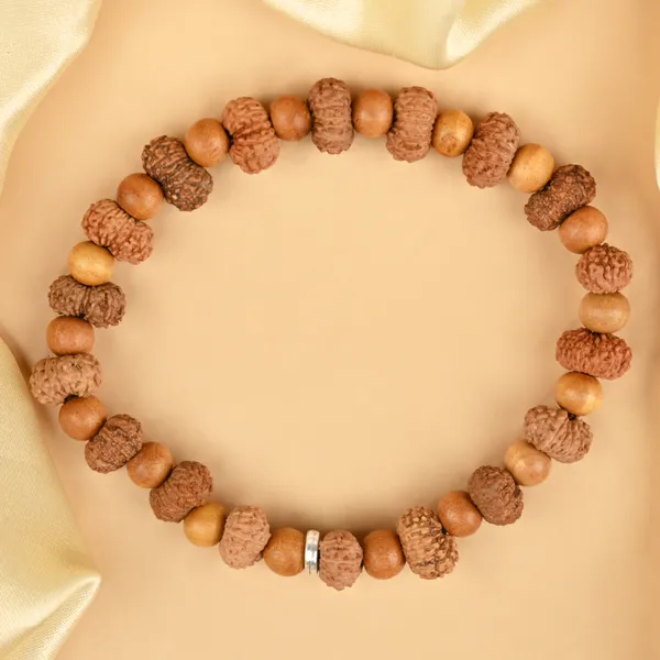 14_Mukhi_Rudraksha_X_White_Sandalwood_Bracelet