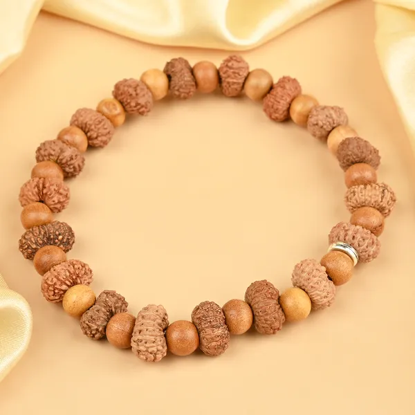 14_Mukhi_Rudraksha_X_White_Sandalwood_Bracelet