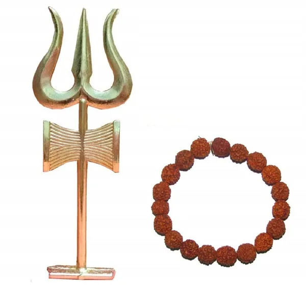 A_S_Ventures_Brass_Lord_Shiva_Brass_Trishul_With_Damru_On_Stand_For_Pooja_Room_Free_1_Rudraksh_Cap_Bracelet
