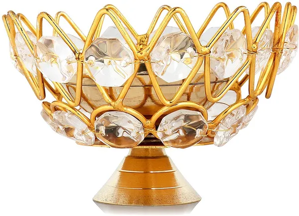 A_S_Ventures_Beautifully_Engraved_Akhand_Lotus_Shape_Crystal_Brass_Akhand_Jyoti_Oil_Lamp_For_Diwali_Puja_Festive_Decorations_Home_Decor_Aarti_Lighting_Size_4_Inch_Small_Pack_Of_12