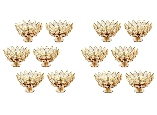 A_S_Ventures_Beautifully_Engraved_Akhand_Lotus_Shape_Crystal_Brass_Akhand_Jyoti_Oil_Lamp_For_Diwali_Puja_Festive_Decorations_Home_Decor_Aarti_Lighting_Size_4_Inch_Small_Pack_Of_12