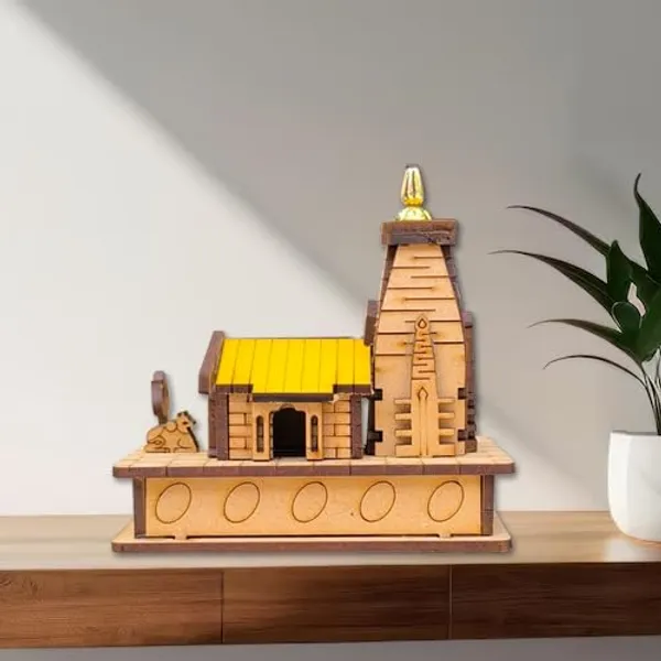 A_S_Ventures_Miniature_Kedarnath_Mandir_In_Wood_Craft_Brown_3d_Model_Temple_Statue_With_Double_Sided_Tape