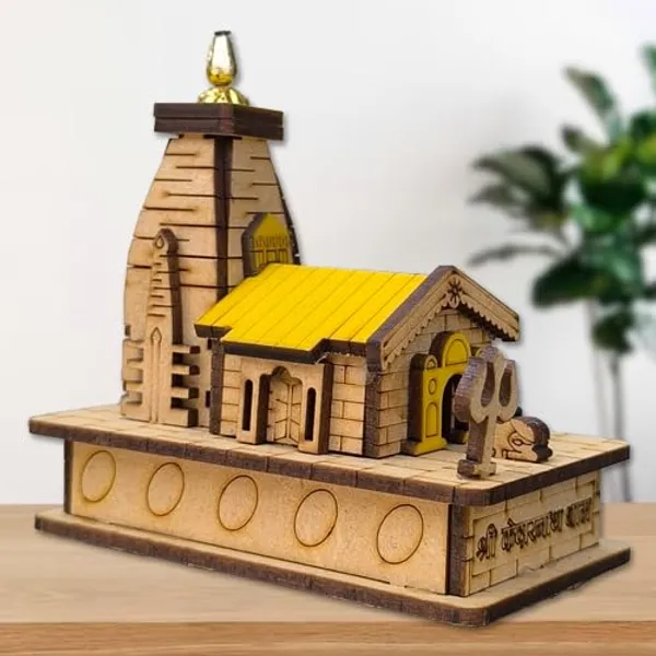 A_S_Ventures_Miniature_Kedarnath_Mandir_In_Wood_Craft_Brown_3d_Model_Temple_Statue_With_Double_Sided_Tape