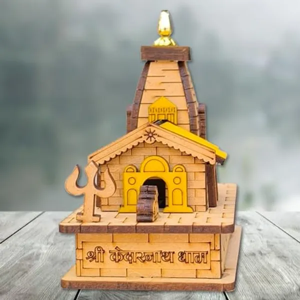 A_S_Ventures_Miniature_Kedarnath_Mandir_In_Wood_Craft_Brown_3d_Model_Temple_Statue_With_Double_Sided_Tape