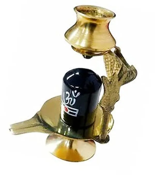 A_S_Ventures_Brass_Lord_Shiva_Linga_Lingam_Shivling_Statue_Shesnag_Trishul_With_Brass_Matki_For_Hindu_Festive_Pooja