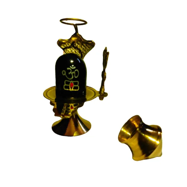 A_S_Ventures_Brass_Lord_Shiva_Linga_Lingam_Shivling_Statue_Shesnag_Trishul_With_Brass_Matki_For_Hindu_Festive_Pooja