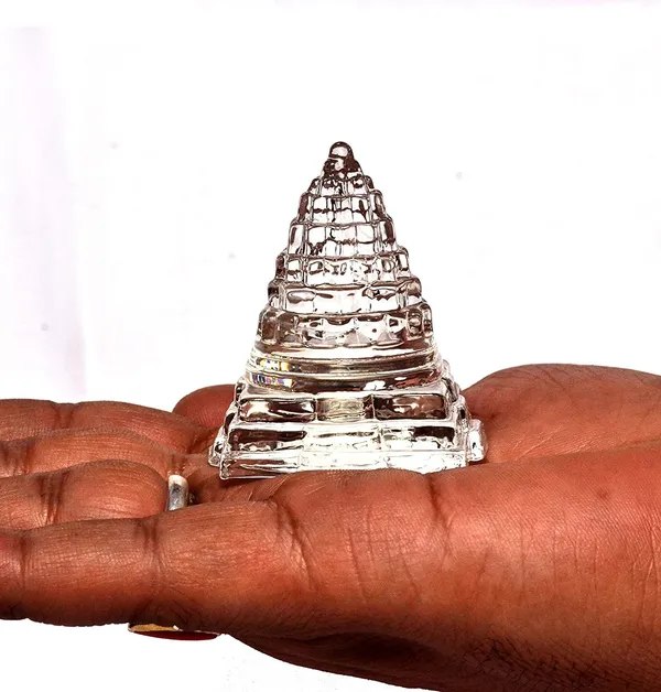 A_S_Ventures_Sphatik_Shree_Laxmi_Meru_Yantra_Crystal_Shri_Yantra_100_Pure_Original_For_Temple_Diwali_Weight_50_60_Grams_4x4x5_Cm_Lxbxh_Big