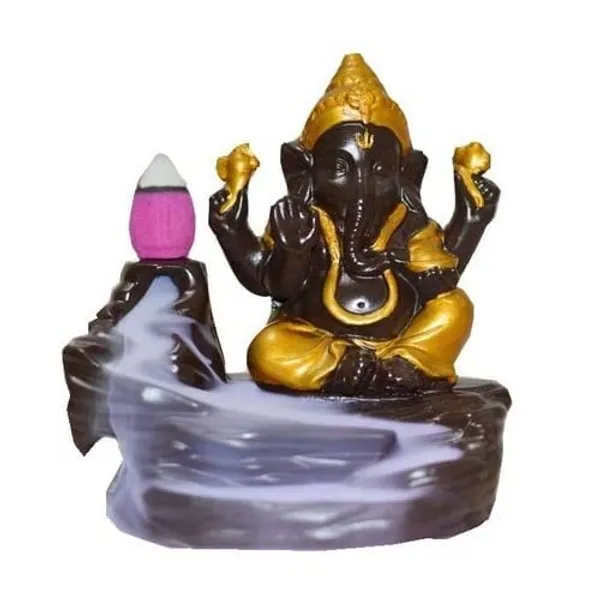 A_S_Ventures_Combo_Of_Lord_Shiva_And_Lord_Ganesh_Backflow_Fountain_Adiyogi_Smoke_With_Golden_Ganesha_Fountain_Idol_Statue_With_20_Backflow_Sticks_Pack_Of_2