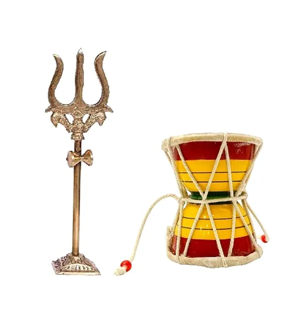A_S_Ventures_Combo_Of_Lord_Shiva_Trishul_Statue_With_Square_Stand_And_Hand_Hammered_3_Inch_Wooden_Damaru_For_Puja_Ghar_Shivratri_Saawan_Worship