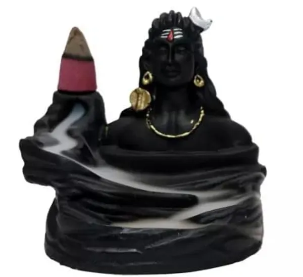 A_S_Ventures_Handcrafted_Lord_Adiyogi_Mahadev_Shiv_Shankara_Backflow_Cone_Incense_Holder_Decorative_Showpiece_With_10_Free_Smoke_Backflow_Scented_Cone_Incenses_Black_11_X_7_X_10_Cm
