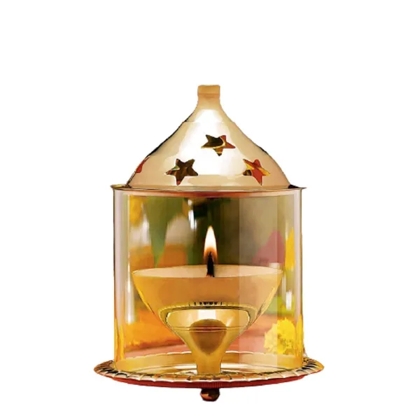 A_S_Ventures_Borossilicate_Glass_Covered_Brass_Akhand_Diya_Jyoth_Udupi_Jyot_Brass_Table_Diya_Oil_Lamp_For_Temple_Aarti_Diwali_Puja