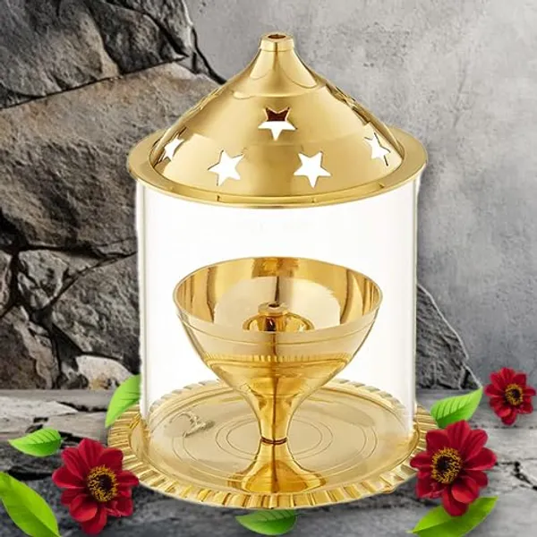 A_S_Ventures_Borossilicate_Glass_Covered_Brass_Akhand_Diya_Jyoth_Udupi_Jyot_Brass_Table_Diya_Oil_Lamp_For_Temple_Aarti_Diwali_Puja
