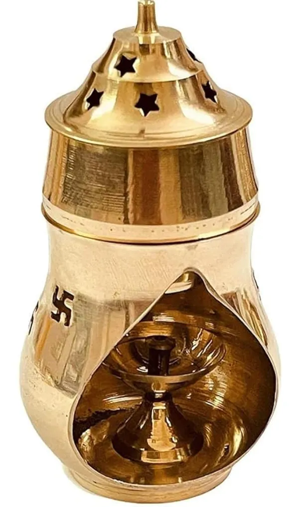 Brass_Camphor_Diffuser_Magic_Lamp_Kapoor_Daani_Dhoop_Dani_Incense_Burner_Oil_Diffuser_With_Brass_Diya_Useful_For_Loban_Bakhoor_Oudh_Agarbatti_Burner_Aroma_Lamp_Oil_Burner_With_Diya