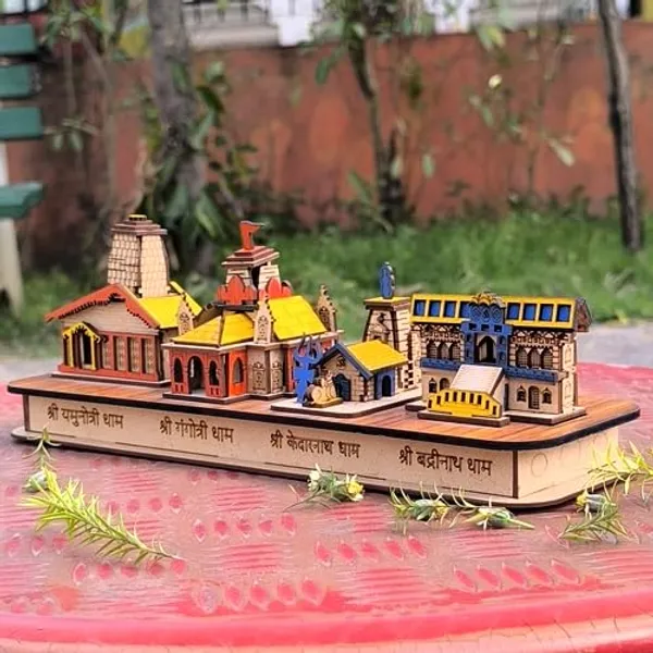 A_S_Ventures_Wooden_3d_Char_Dham_Model_Of_Yamnotri_Gangotri_Kedarnath_Badrinath_Dham_Mandir_Temple_3d_Wall_Hanging_Model_Char_Dham_Yatra_For_Office_Home_Temple_Gift
