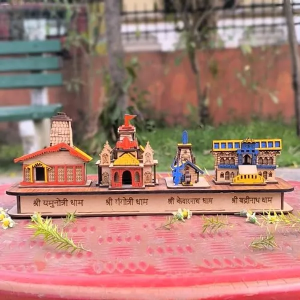 A_S_Ventures_Wooden_3d_Char_Dham_Model_Of_Yamnotri_Gangotri_Kedarnath_Badrinath_Dham_Mandir_Temple_3d_Wall_Hanging_Model_Char_Dham_Yatra_For_Office_Home_Temple_Gift