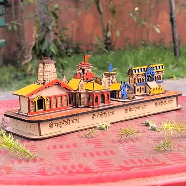 A_S_Ventures_Wooden_3d_Char_Dham_Model_Of_Yamnotri_Gangotri_Kedarnath_Badrinath_Dham_Mandir_Temple_3d_Wall_Hanging_Model_Char_Dham_Yatra_For_Office_Home_Temple_Gift