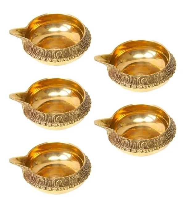 A_S_Ventures_Kuber_Brass_Diya_For_Puja_Set_Of_5_Akhand_Diya_For_Puja_Heavy_Base_Aarti_Diya_Deepak_For_Pooja_Diwali_Gift_Item_Home_Temple_Decor