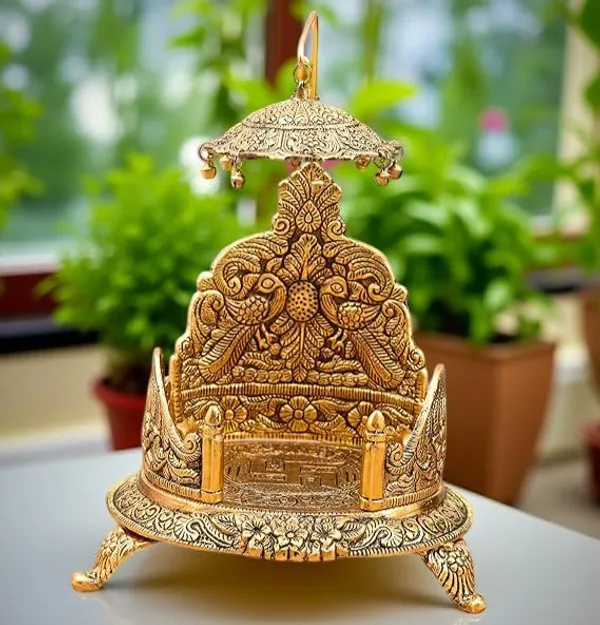 A_S_Ventures_Metal_Singhasan_Oval_Shape_Metal_Singhasan_Oval_Shaped_For_Lord_Krishna_Idols_Gold_Plated_Ladoo_Gopal_Pooja_Chowki_For_Temple_Mandir_Puja_17_Cm