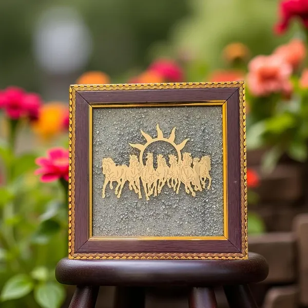 A_S_Ventures_7_Horses_Pyrite_Frame_For_Home_Office_Golden_Horses_With_Sun_Design_Vastu_Feng_Shui_Decorative_Frame_19x19_Cm_Wealth_Success_Positivity_Wall_Decor