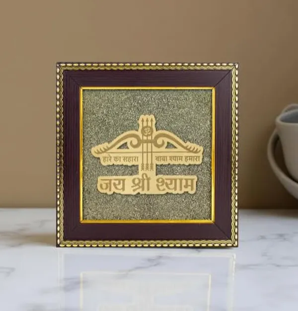 A_S_Ventures_Baba_Shyam_Ji_3_Baan_Nishan_Raw_Pyrite_Frame_Khatu_Shyam_Ji_Spiritual_Wall_Decor_Hindu_Religious_Gift_Shyam_Baba_Blessings_Home_Temple_Decor