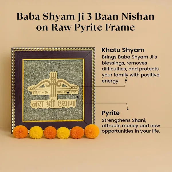 A_S_Ventures_Baba_Shyam_Ji_3_Baan_Nishan_Raw_Pyrite_Frame_Khatu_Shyam_Ji_Vastu_Spiritual_Wall_Decor_Auspicious_Hindu_Religious_Gift_For_Home_Office_Pooja_Room