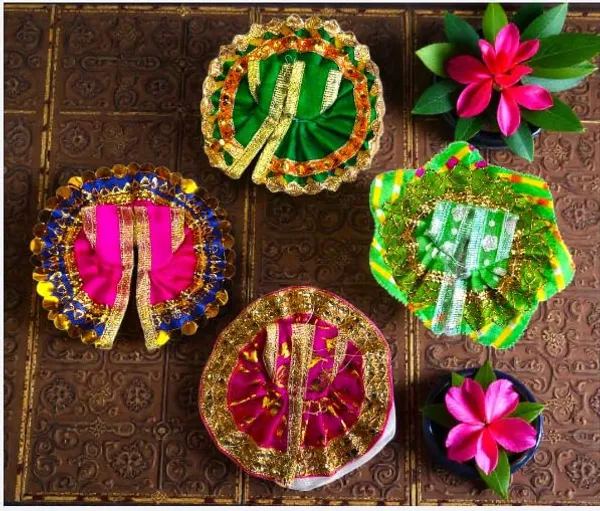 A_S_Venturtes_Beautiful_Laddu_Gopal_Dress_Set_Krishna_God_Dress_Bhagwan_Ki_Poshaak_Dev_Vastra_Set_Of_4_For_Size_1_Laddu_Gopal_Vastra_Multicolor_Religious
