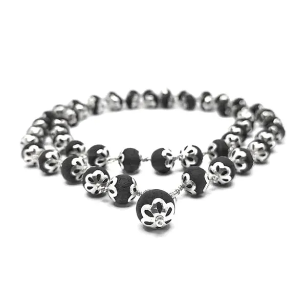A_S_Ventures_Black_Ebony_Karungali_Wood_54_Beads_7mm_Beads_With_Silver_Caps_Natural_Wooden_Meditation_Jaap_For_Spiritual_Growth_Energy_Protection_Positive_Aura_For_Both_Men_Women