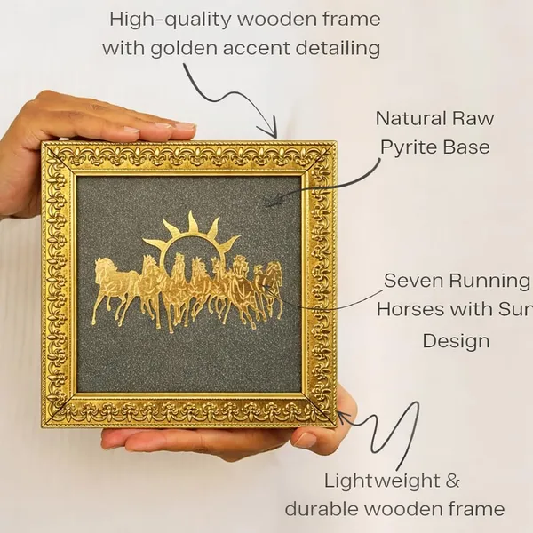 A_S_Ventures_7_Running_Horses_With_Rising_Sun_Gold_Foil_Wall_Frame_Vastu_Lucky_Horse_Painting_For_Wealth_Success_Positive_Energy_Decorative_Spiritual_Wall_Art_Frame_For_Home_Office_Living_Room_7_5_X_7_5_Inch