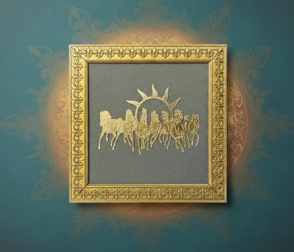 A_S_Ventures_7_Running_Horses_With_Rising_Sun_Gold_Foil_Wall_Frame_Vastu_Lucky_Horse_Painting_For_Wealth_Success_Positive_Energy_Decorative_Spiritual_Wall_Art_Frame_For_Home_Office_Living_Room_7_5_X_7_5_Inch