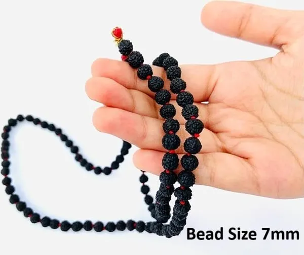 A_S_Ventures_Black_Rudraksha_Mala_108_Beads_With_Red_Thread_Tassel_Natural_Rudraksha_Jap_Mala_For_Meditation_Prayer_Spiritual_Healing_Hindu_Prayer_Beads_For_Yoga_Mantra_Chanting