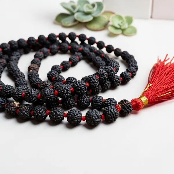 A_S_Ventures_Black_Rudraksha_Mala_108_Beads_With_Red_Thread_Tassel_Natural_Rudraksha_Jap_Mala_For_Meditation_Prayer_Spiritual_Healing_Hindu_Prayer_Beads_For_Yoga_Mantra_Chanting